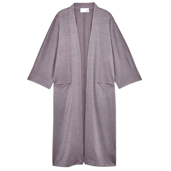 Wilfred Free Zlata LONG Sweater Open Front Kimono Cardigan Gray Medium Like NEW - Picture 2 of 16